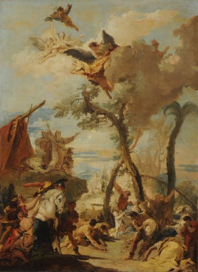 De Hebreeën Verzamelen het Manna in de Woestijn (schets) door Giovanni Battista Tiepolo